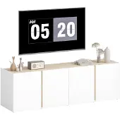 HOMCOM TV Schrank Hochglanz TV Board mit 4 Soft-Close-Türen für 65Zoll Fernseher