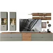 Innostyle Wohnwand >Ina< in Grün, Holzwerkstoff - 340x185x44cm (BxHxT)
