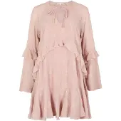 Apricot Minikleid "geblümtes Chiffon-Minikleid" mit Stickerei