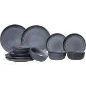 Cosy & Trendy Geschirrset Kentucky Grey - 12-teilig / 4 Personen - 4 Speiseteller, 4 Frühstücksteller und 4 Schalen