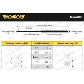 Monroe ML6409 Gasfeder Heckklappendämpfer für RENAULT LAGUNA III Grandtour (KT0/1) 570mm