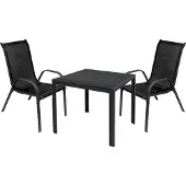 Mojawo Gartengarnitur Sitzgarnitur 3-teilig L90xB90xH74cm Anthrazit / Schwarz