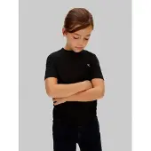 Calvin Klein T-Shirt Mono Mini Badge LV1CKSJA30 Schwarz Regular Fit