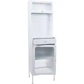 Mendler Highboard MCW-P99, Hochschrank Küchenschrank Saugrobotergarage, Staufächer Metall Glas 182x54x40cm weiß