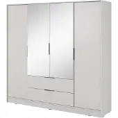 Masseno Drehtürenschrank CATERINA 206 cm Kleiderschrank Schlafzimmer Schrank 4-türig mit Spiegel Kaschmir