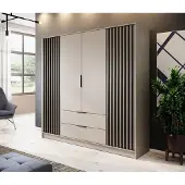 Masseno Drehtürenschrank NELIANA 206/200/51 cm 4-türig Schlafzimmer Schrank Kleiderschrank Kaschmir