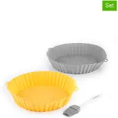 InnovaGoods Silikon Fritteusenform Ø21,5 cm mit Kochpinsel, antihaftbeschichtet, wiederverwendbar, leicht zu reinigen, kühlschranktauglich, ideal für Fritteuse, Mikrowelle und Ofen. 2 Stück.