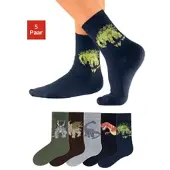 H.I.S. Socken H.I.S, Herren, Gr. 19-22, bunt, Baumwolle, Elasthan, Polyamid, uni und gemustert, elastisch, Socken Socken, mit Dinosauriermotiven, Topseller