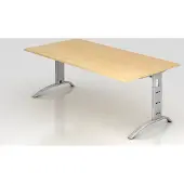 Hjh OFFICE PRO FARO 2E S - 200 x 100 Ahorn/Silber höhenverstellbar