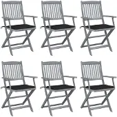 vidaXL Stabli Möbel Klappbare Gartenstühle 6 Stk. mit Sitzkissen Massivholz Akazie CC6938914
