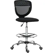 Vinsetto Bürostuhl Ergonomisch Schreibtischstuhl mit verstellbar Fußring Schwarz