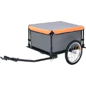 Prolenta Maison Exclusive - Fahrradanhänger Grau und Orange 65 kg