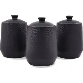 Maestro Set mit 3 Keramikbehältern für Kaffee, Tee und Zucker BLACK MR-20001-03CS