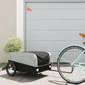 vidaXL Möbel Fahrradanhänger Schwarz und Grau 45 kg Eisen - Fahrradanhänger &50455