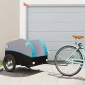 vidaXL Möbel Fahrradanhänger Schwarz und Blau 45 kg Eisen - Fahrradanhänger &35809