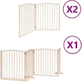 Syfax 8-tlg. Hundetor mit Tür Faltbar 640 cm Pappelholz