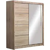 Masseno Schiebetürenschrank NASUS 180/215/61 cm 2-türig mit Spiegel Sonoma Eiche