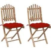 vidaXL Design Klappbare Gartenstühle 2 Stk. mit Kissen Bambus, Gartenstühle 2024 Neu