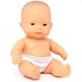 Miniland Babypuppe asiatisches Mädchen 21cm - realistische Spielpuppe für Rollenspiele
