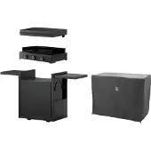 WMF Plancha Set 60G mit Plancha Grill Gas / Planchadeckel / Planchawagen / Abdeckhaube, 6300 W, 75 x 99.5 x 63 cm, Stahl / Gusseisen / Aluminium / Edelstahl, schwarz