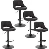 EUGAD 4er-Set Barhocker drehbar, höhenverstellbar, aus Kunstleder, Anthrazit