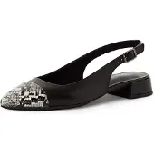 Tamaris Slingpumps , Damen, Gr. 40, Textil, schwarz-weiß (schwarz), Leder, Lederimitat, unifarben mit Farbeinsatz, Schuhe Slingpumps, Blockabsatz, Businessschuh mit verstellbarem Riemchen