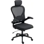 Dopwii Bürostuhl Ergonomischer Schreibtischstuhl mit Hochklappbaren Armlehnen, Verstellbarer Lendenwirbelstütze Schwarz