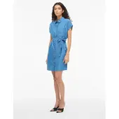 Vila Blusenkleid "VINORI S/S SHIRT DRESS - NOOS" Brusttasche Sommerkleid, im Denim Look