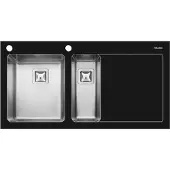 Pyramis Einbauspüle Crystalon 1 1/2B 1D schwarz links 109504730