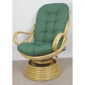 Rattani Rattan Drehsessel, Drehwippsessel Linda Fb. honig inkl. hochwertigen Polster dunkelgrün