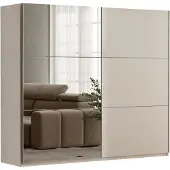 Masseno Schiebetürenschrank IVERN 200/215/65 cm 2-türig mit Spiegel Beige