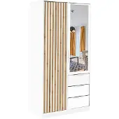 Masseno Drehtürenschrank GAREN 100/200/57,5 cm 2-türig mit Spiegel Weiß