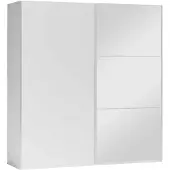 Masseno Schiebetürenschrank IVERN 200/215/65 cm 2-türig mit Spiegel Weiß