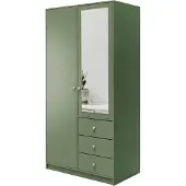 Masseno Drehtürenschrank GALIO 100/200/57,5 cm 2-türig mit Spiegel Grün