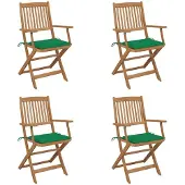 Syfax Klappbare Gartenstühle 4 Stk. mit Kissen Massivholz Akazie