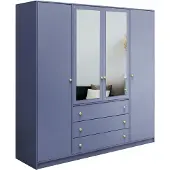 Masseno Drehtürenschrank GALIO 196/200/57,5 cm 4-türig mit Spiegel Blau