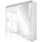 Masseno Schiebetürenschrank SENNA 208/222/61 cm 2-türig mit Spiegel Weiß