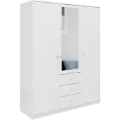 Masseno Drehtürenschrank GALIO 149/200/57,5 cm 3-türig mit Spiegel Weiß