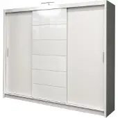Masseno Schiebetürenschrank SHYVANA 250/215/61 cm 3-türig Weiß
