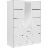 Masseno Drehtürenschrank ELISE 147/200/57,5 cm 3-türig mit Spiegel Weiß