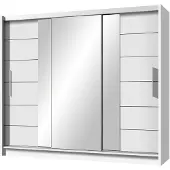 Masseno Schiebetürenschrank KAYLE 250/215/61 cm 3-türig mit Spiegel Weiß