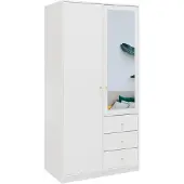 Masseno Drehtürenschrank GALIO 100/200/57,5 cm 2-türig mit Spiegel Weiß