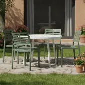 Dmora Canoe - Outdoor-Stuhl, Grün, 4 Stühle Italy