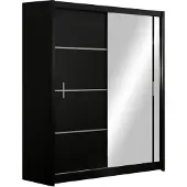 Masseno Schiebetürenschrank NASUS 203/215/61 cm 2-türig mit Spiegel Schwarz