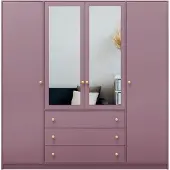 Masseno Drehtürenschrank GALIO 196/200/57,5 cm 4-türig mit Spiegel Violett