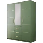 Masseno Drehtürenschrank ELISE 147/200/57,5 cm 3-türig mit Spiegel Grün