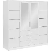 Masseno Drehtürenschrank ELISE 196/200/57,5 cm 4-türig mit Spiegel Weiß