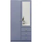 Masseno Drehtürenschrank GALIO 100/200/57,5 cm 2-türig mit Spiegel Blau