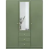 Masseno Drehtürenschrank GALIO 149/200/57,5 cm 3-türig mit Spiegel Grün