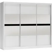 Masseno Schiebetürenschrank RAKAN 250/215/61 cm 3-türig mit Spiegel Weiß